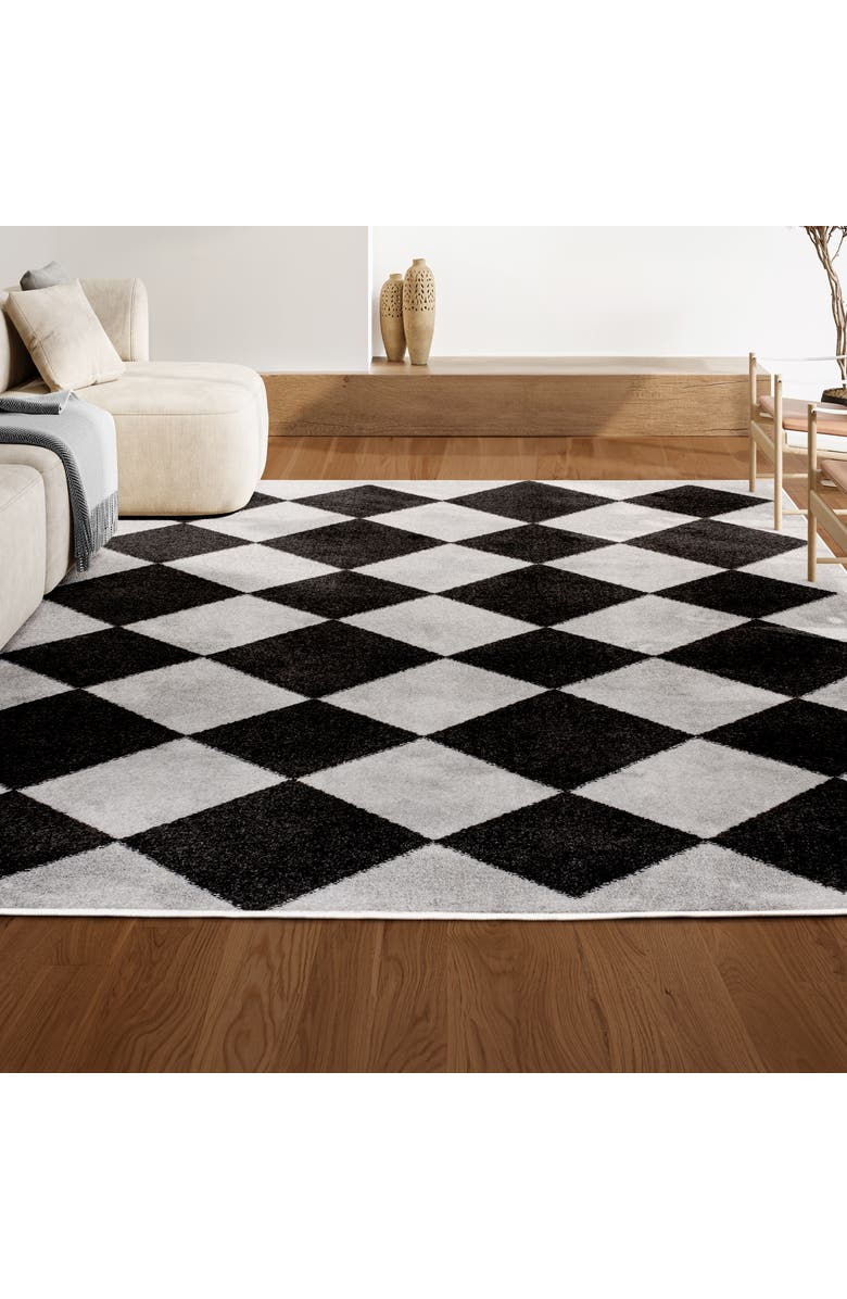 JONATHAN Y Draper Classic Geometric Diamond Pattern Area Rug, Main, color, White/Charcoal
