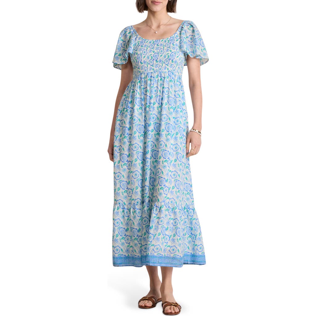 Vineyard Vines Floral Smocked Flutter Sleeve Maxi Dress In Print Marsh