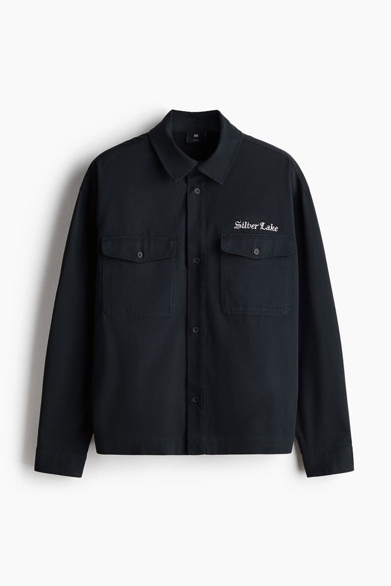 Twill Overshirt, Alternate, color, Black/Service Garments