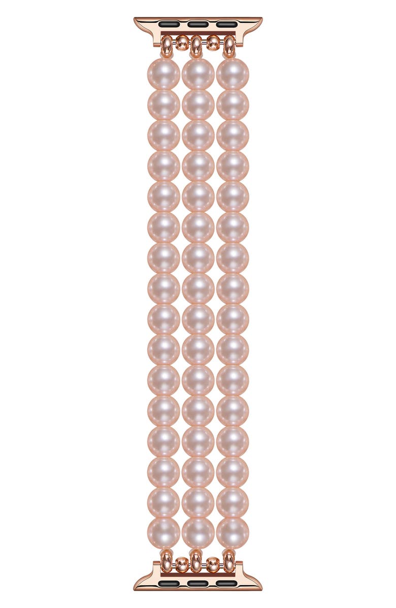 The Posh Tech Liz Imitation Pearl Apple Watch<sup>®</sup> Bracelet Watchband, Main, color, Rose Gold