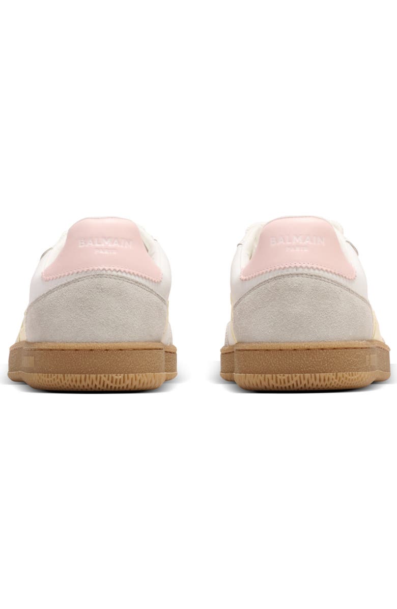 Balmain Swan trainers in calfskin and nylon, Alternate, color, White