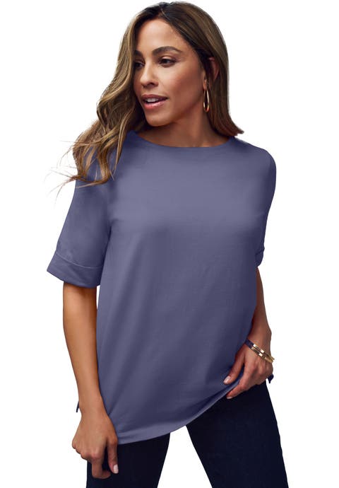 Stretch Cotton Cuff Tee (Plus Available)