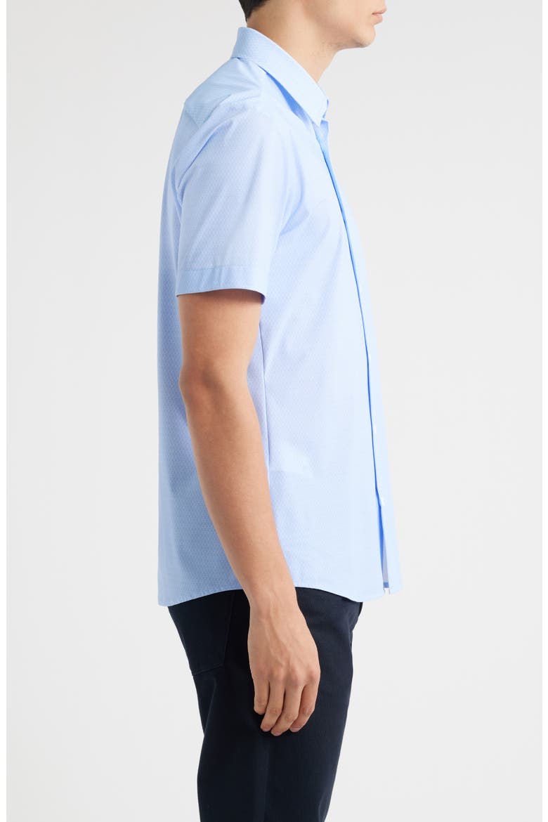 Roan Kent Geo Print Short Sleeve Performance Button-Up Shirt, Alternate, color, OPEN BLUE