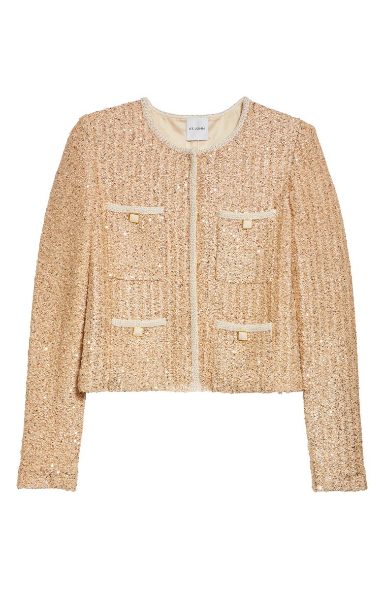 St. John Collection Sequin Metallic Knit Jacket, Alternate, color, 
