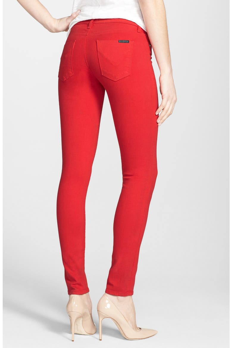Mid Rise Skinny Jeans, Alternate, color, RED