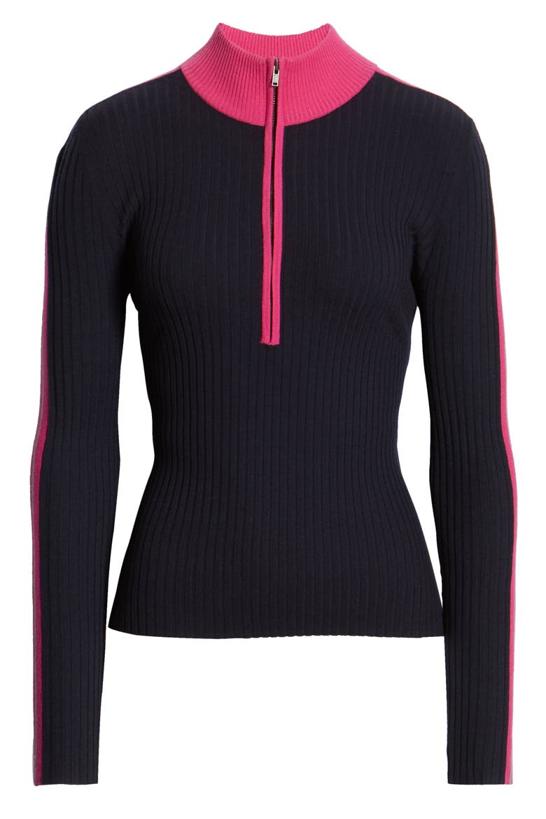Reese Quarter Zip Sweater, Alternate, color, LIPSTICK/ TWILIGHT