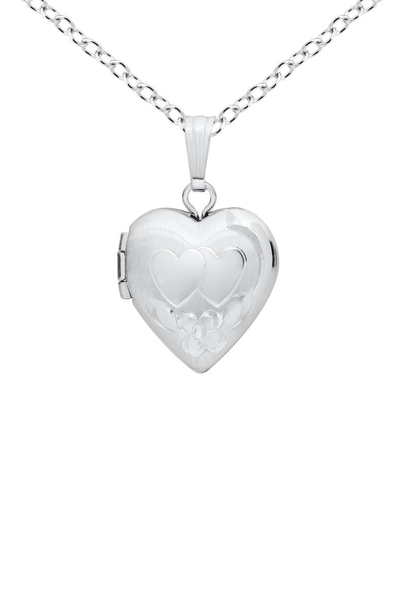 Sterling Silver Heart Locket Necklace, Main, color, SILVER