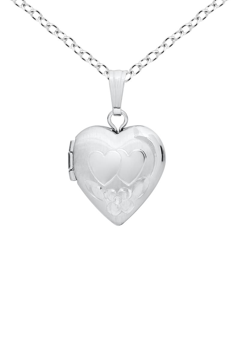 Mignonette Sterling Silver Heart Locket Necklace, Main, color, Silver