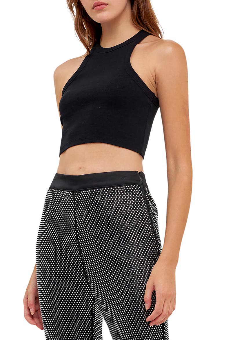 Racerback Crop Tank, Alternate, color, BLACK