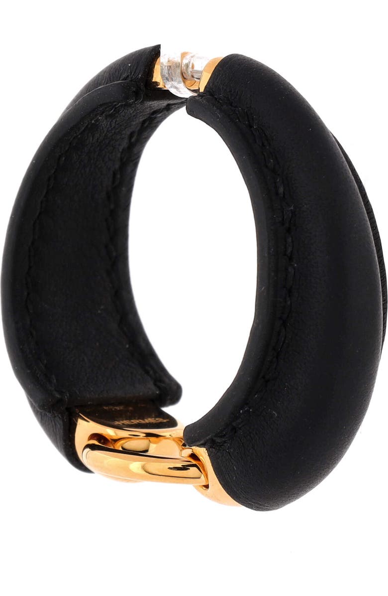 Pre-Owned Hermes Epure Equestre Earrings Leather with Metal Large, Alternate, color, Black