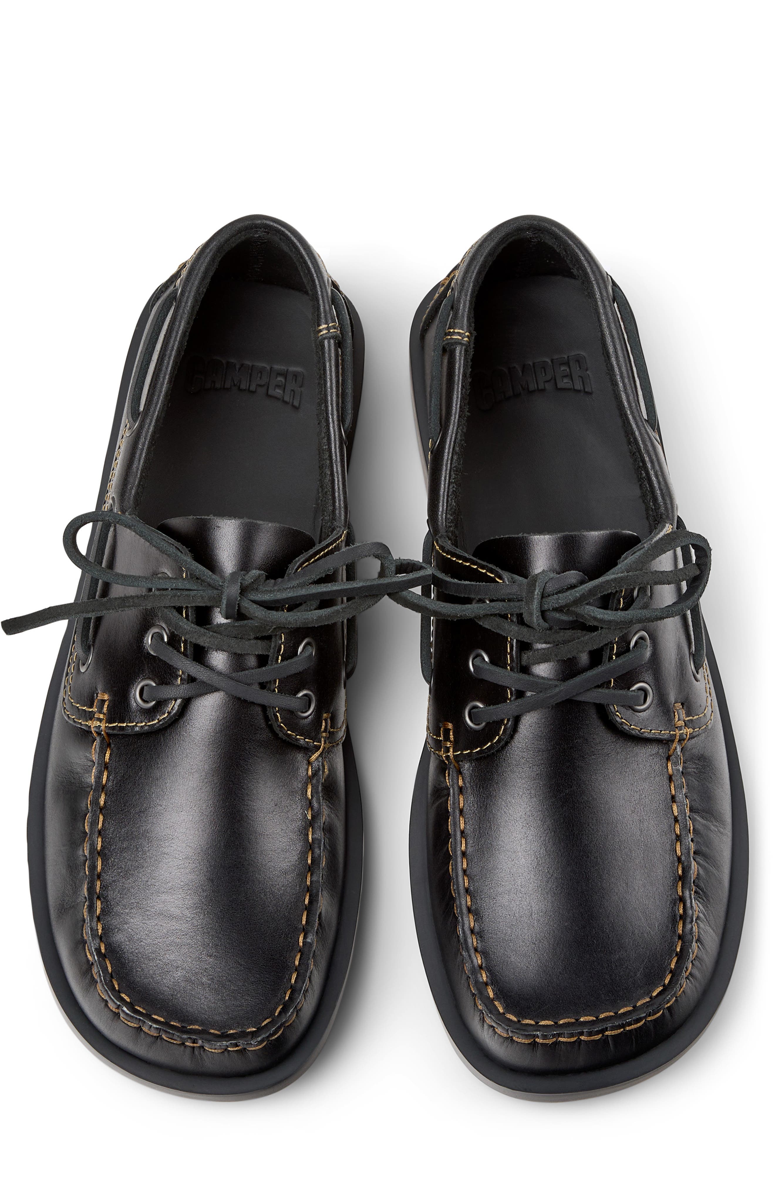 Don Leather Boat Shoe, Alternate, color, BLACK
