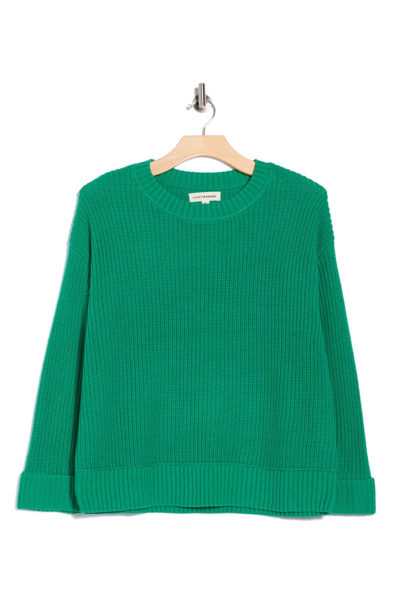 Lucky Brand Crewneck Sweater, Main, color, Jelly Bean