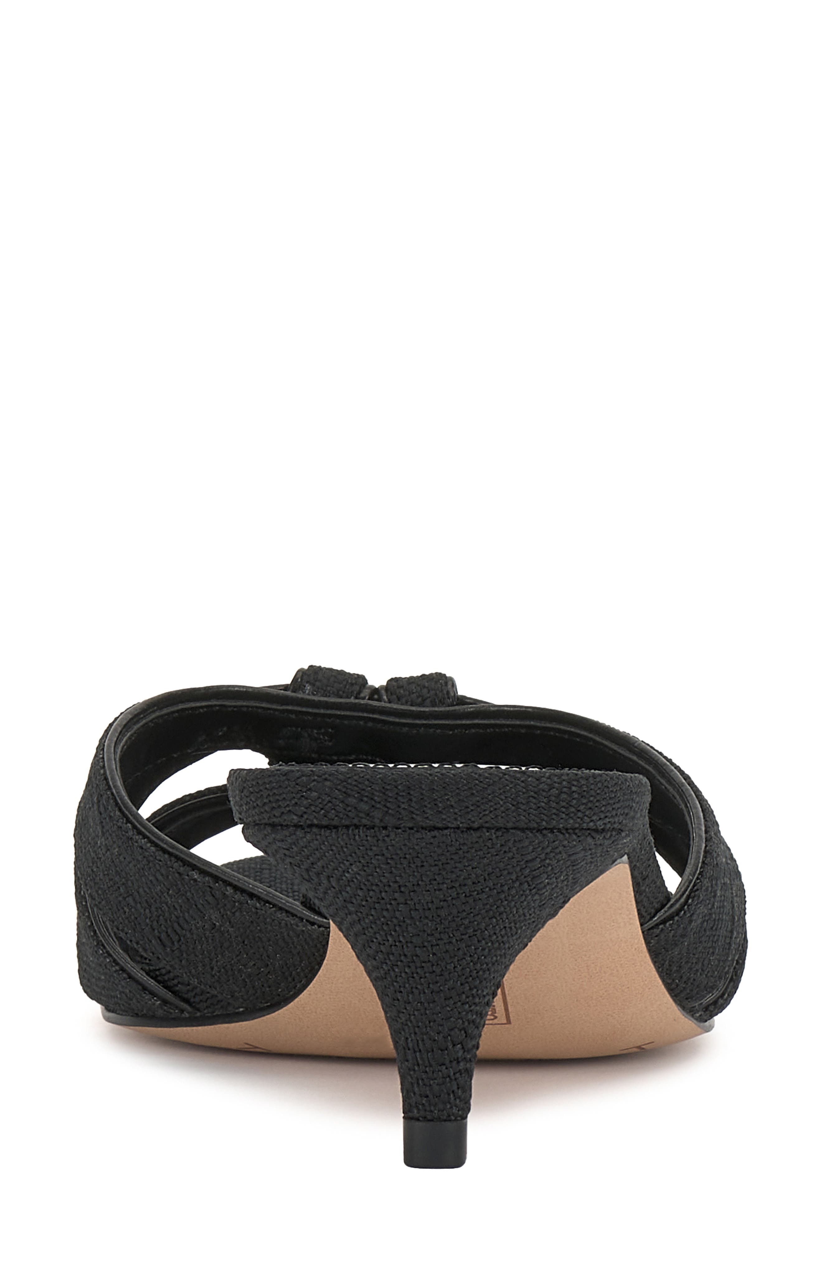 Vince Camuto Kaydyn Kitten Heel Sandal, Alternate, color, Black/ Black Raffia Linen