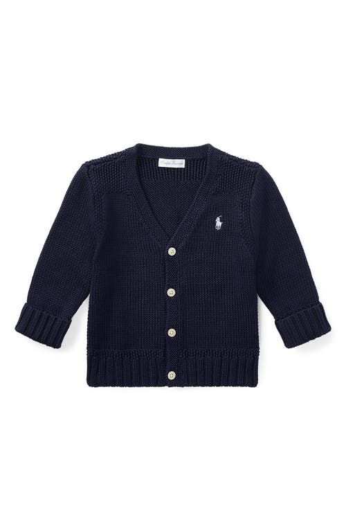 Polo Ralph Lauren Baby Boys Combed Cotton V-neck Cardigan In Navy