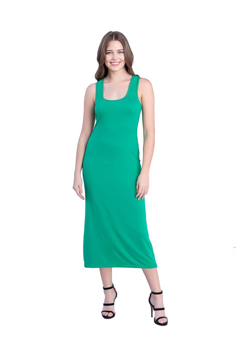 Scoop Neck Maxi Dress with Racerback Detail, Main, color, Green