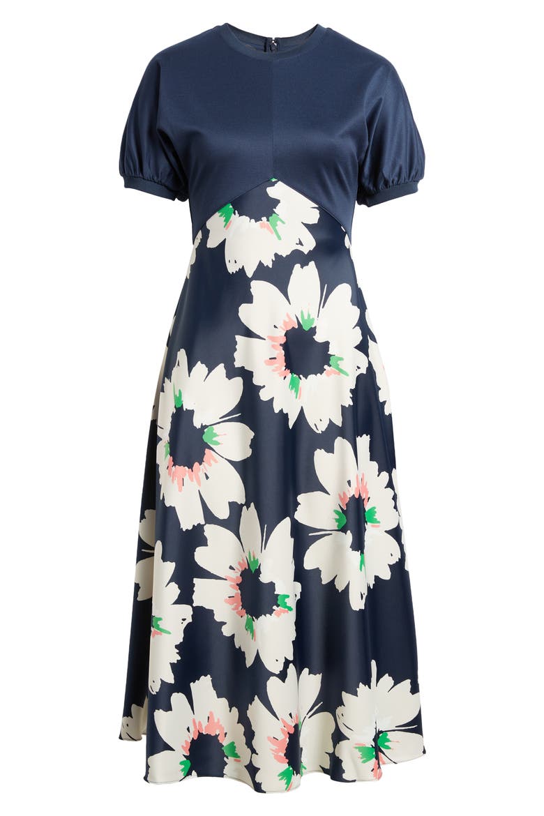 Daysiah Floral Puff Sleeve Dress, Alternate, color, DARK NAVY