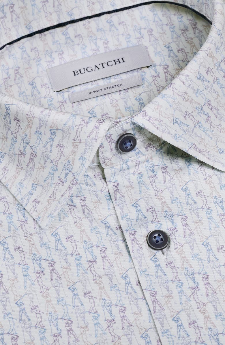 Bugatchi Miles OoohCotton<sup>®</sup> Golfer Print Short Sleeve Button-Up Shirt, Alternate, color, Dusty Pink