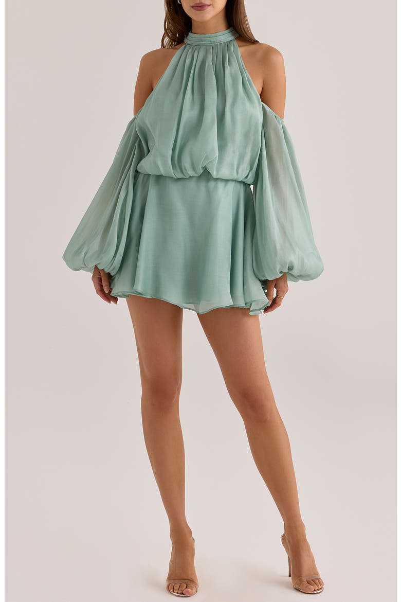 Chantelle Jade Appliqué Organza Gown, Main, color, JADE