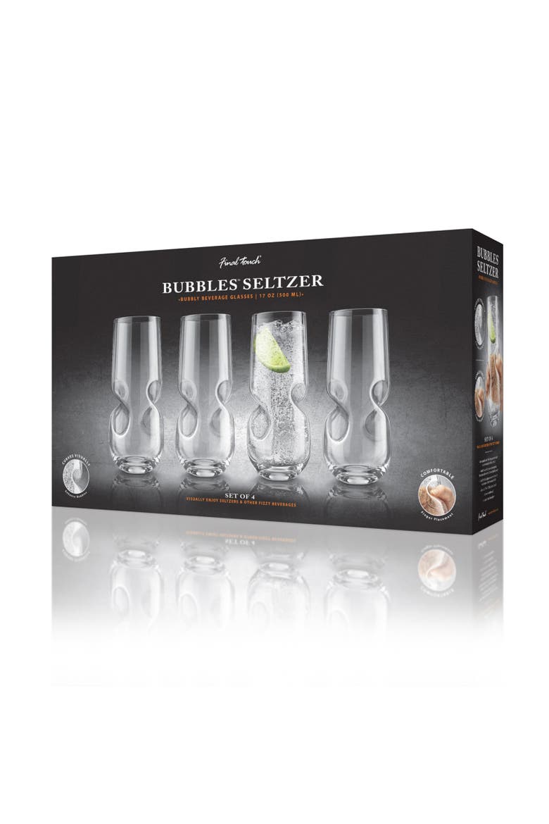 Bubbles Seltzer Bubbly Beverage Glasses, Set of 4, Alternate, color, Clear