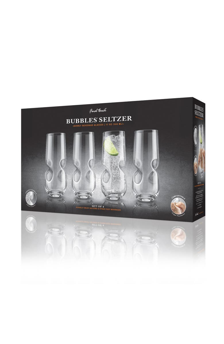 FINAL TOUCH Bubbles Seltzer Bubbly Beverage Glasses, Set of 4, Alternate, color, Clear