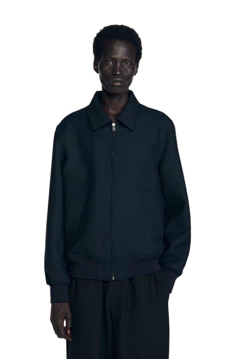 SANDRO Casual zip-up jacket, Main, color, Navy Blue