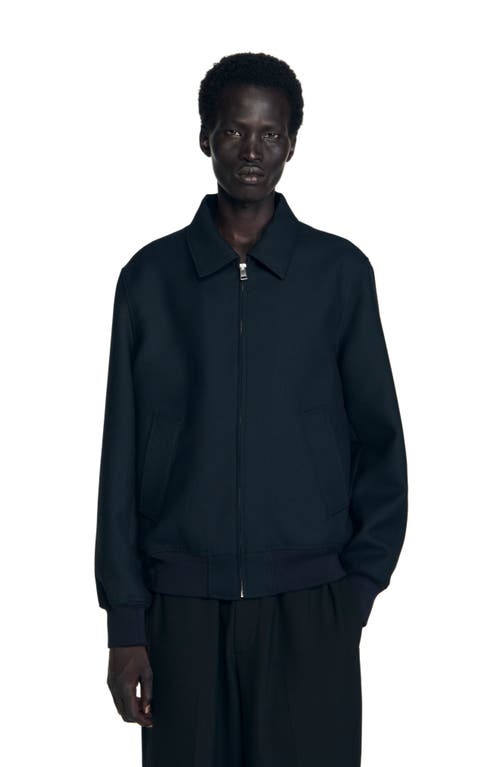 Sandro Casual Zip-up Jacket In Blue