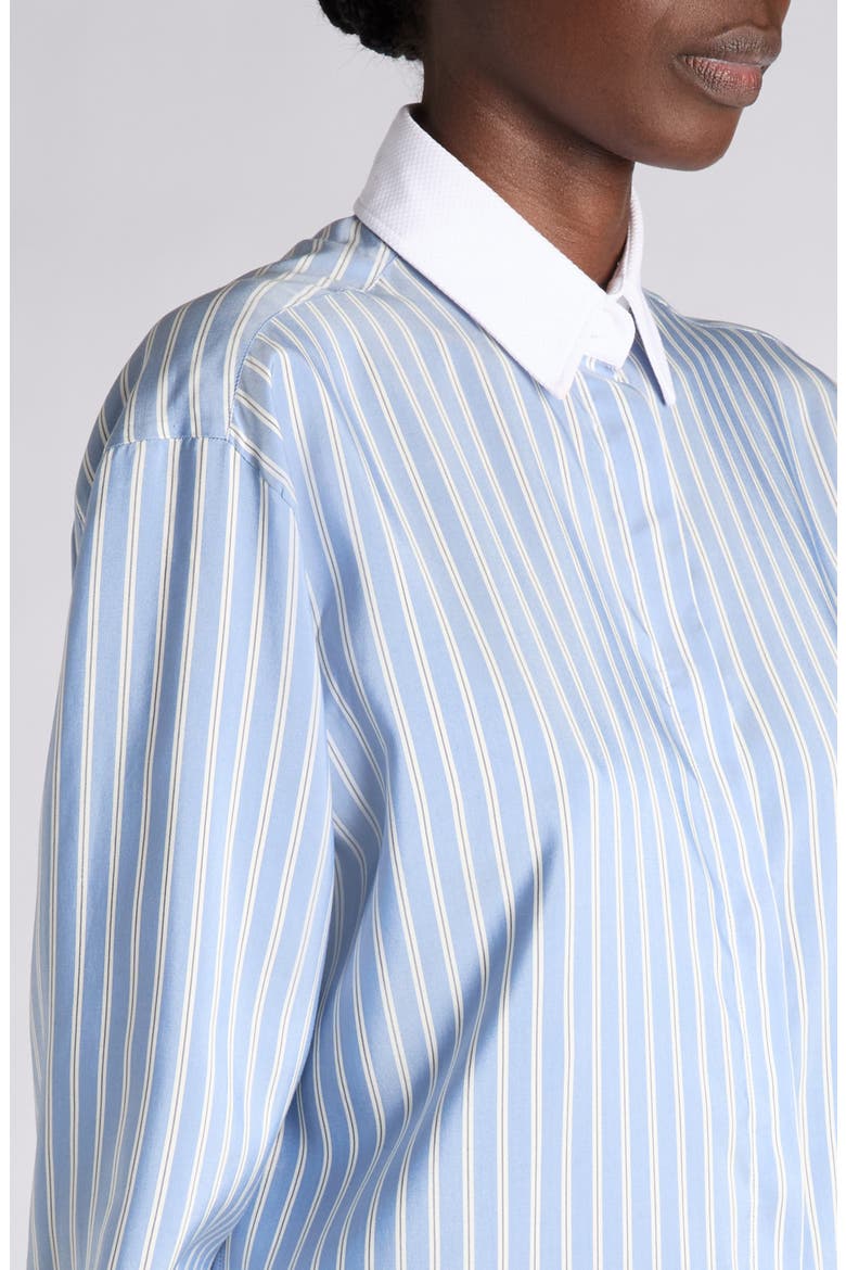 Striped Silk Boyfriend Shirt, Alternate, color, SKY BLUE/ OFF WHITE