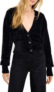 Good American Fuzzy V-Neck Cardigan