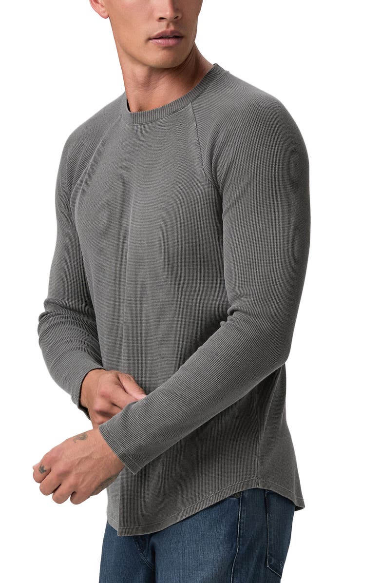 PAIGE Davies Long Sleve Waffle Cotton Blend T-Shirt, Alternate, color, Vintage Faded Charcoal