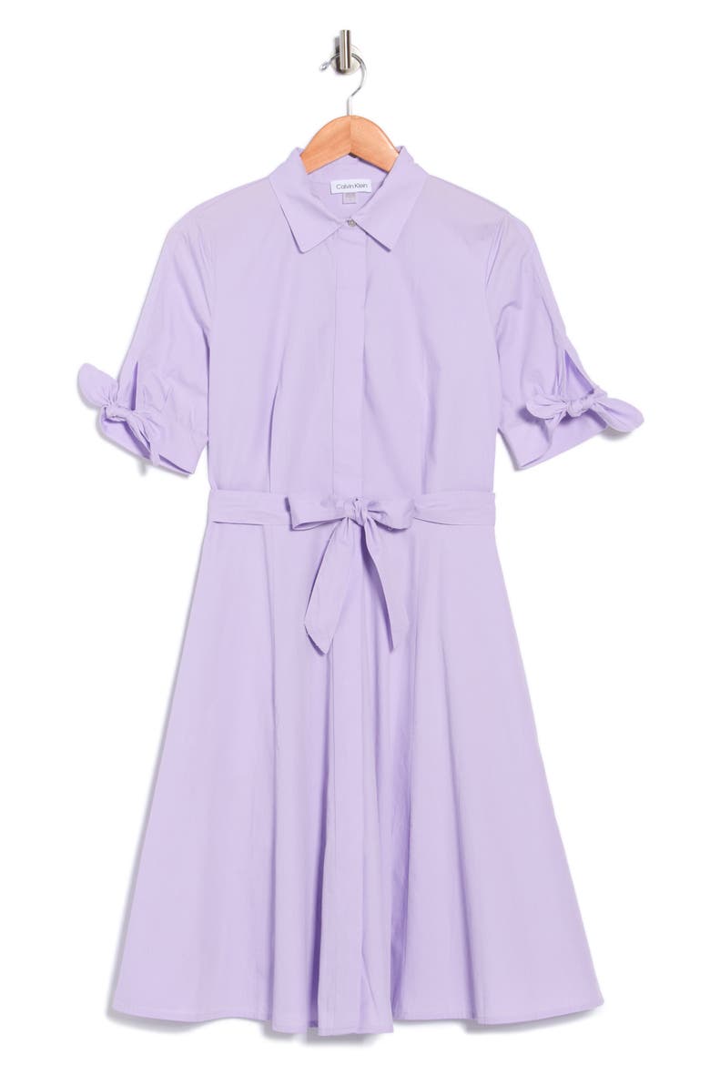 Solid Cotton Shoulder Tie Shirtdress, Alternate, color, OPAL