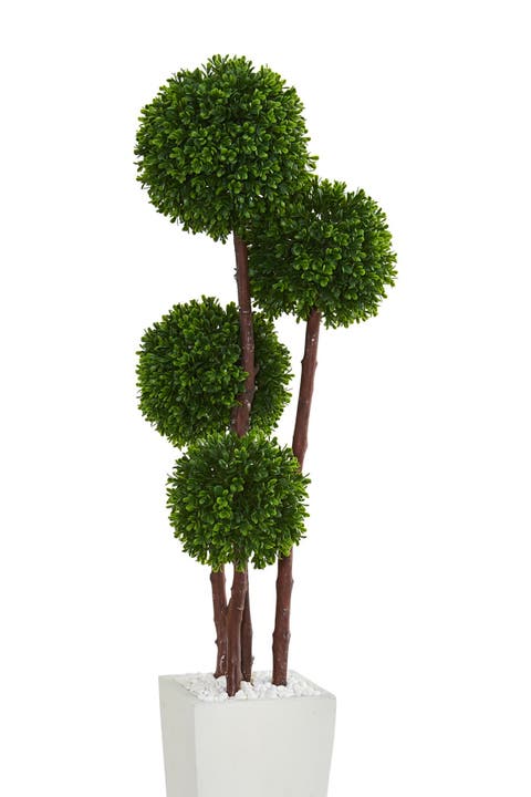 Indoor/Outdoor UV Resistant 4' Boxwood Artificial Topiary Tree in Planter