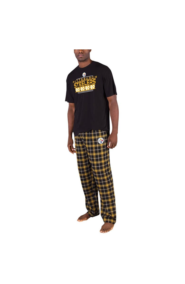 CONCEPTS SPORT Men's Concepts Sport Black/Gold Pittsburgh Steelers Arctic T-Shirt & Flannel Pants Sleep Set, Alternate, color, 