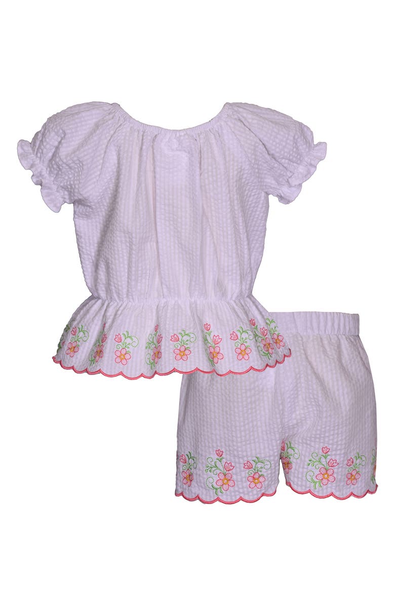 Bonnie Jean Embroidered Flower & Scallop Seersucker Set, Alternate, color,