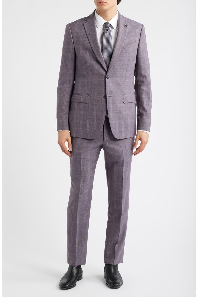 Bleecker Pale Purple Check Wool Blend Suit, Alternate, color, CRANBERRY