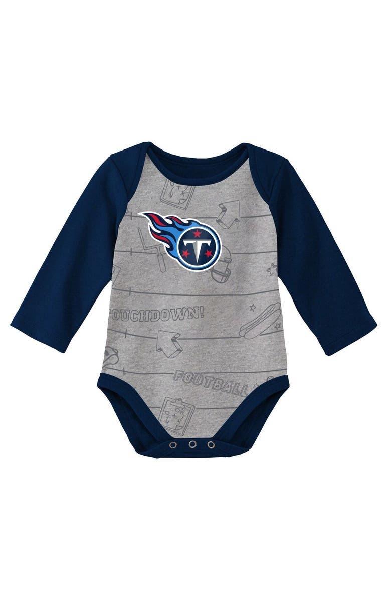 Outerstuff Newborn & Infant Navy/Heathered Gray Tennessee Titans Born To Win Two-Pack Long Sleeve Bodysuit Set, Alternate, color, Navy