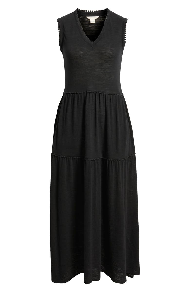 Caslon<sup>®</sup> Sleeveless V-Neck Tiered Dress, Alternate, color, Black