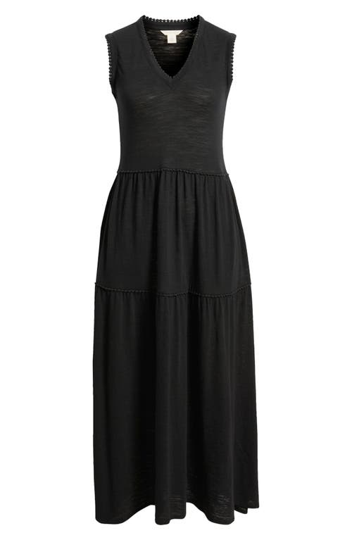 Caslonr Caslon(r) Sleeveless V-neck Tiered Dress In Black