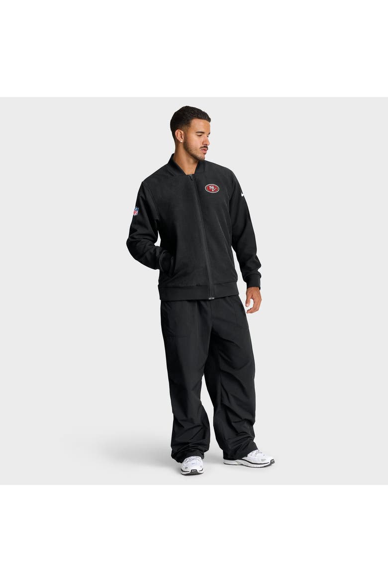 Men's Nike Black San Francisco 49ers Sideline Powerful Blocking Full-Zip Bomber Jacket, Alternate, color, Black
