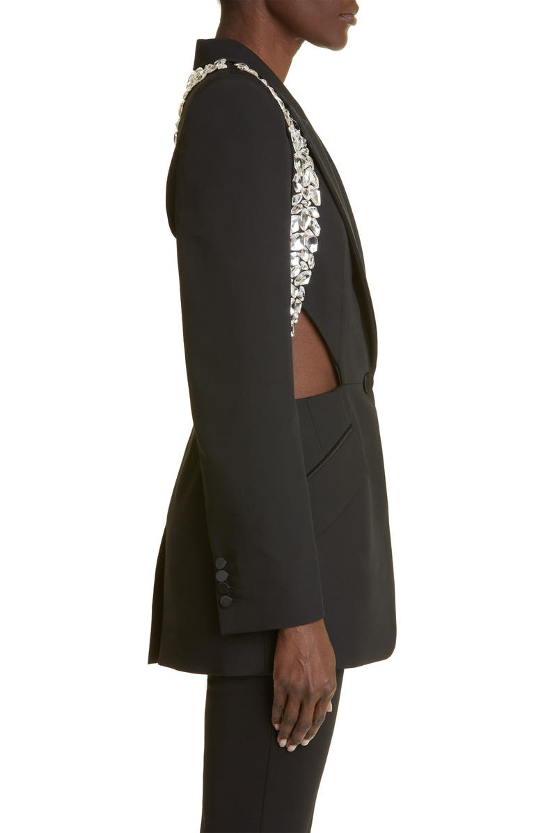 McQueen Crystal Shard Harness Wool Blazer, Alternate, color,