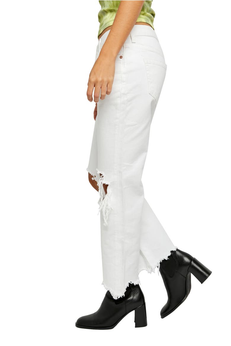 We the Free Maggie Mid Rise Ripped Straight Leg Jeans, Alternate, color, OPTIC WHITE