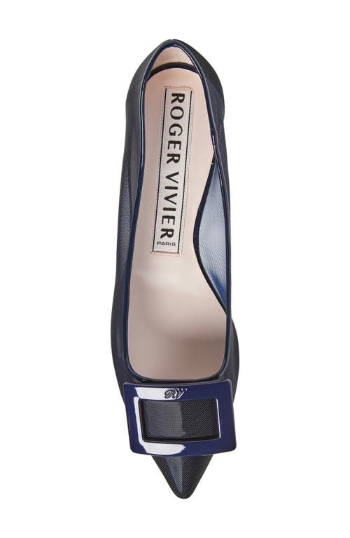 Roger Vivier Gommettine Buckled Mesh Ballet Flats In Blu/blu Chiaro