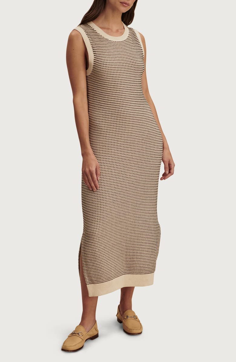 Varley Sadia Sleeveless Cotton Midi Sweater Dress, Main, color, Birch
