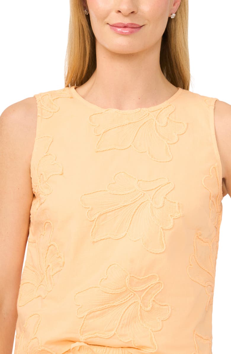 CeCe Floral Embroidered Sleeveless Top, Alternate, color, Apricot