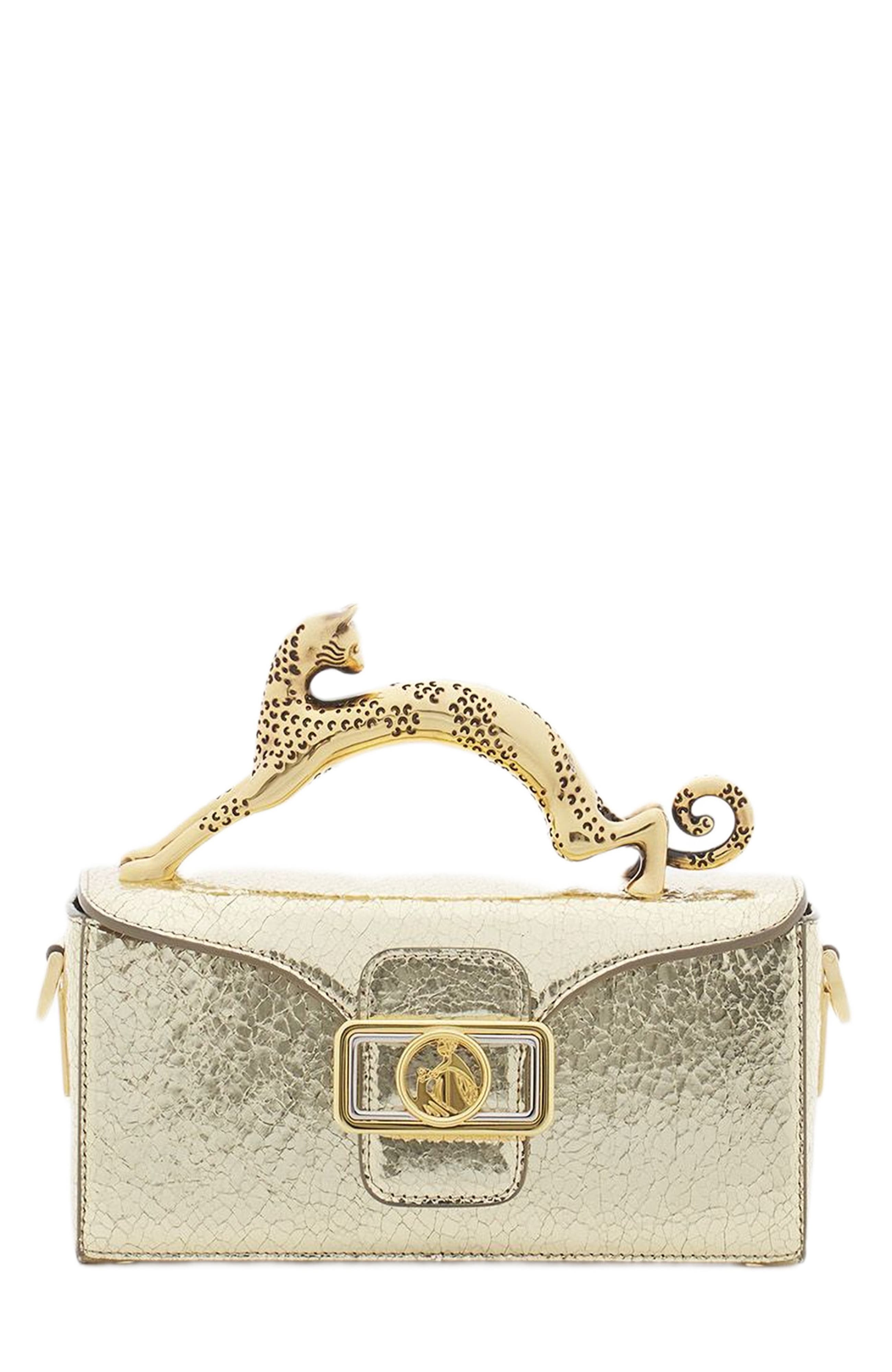 Lanvin Nano Pencil Cat Bag In Crackled Metallic Leather, Main, color, 
