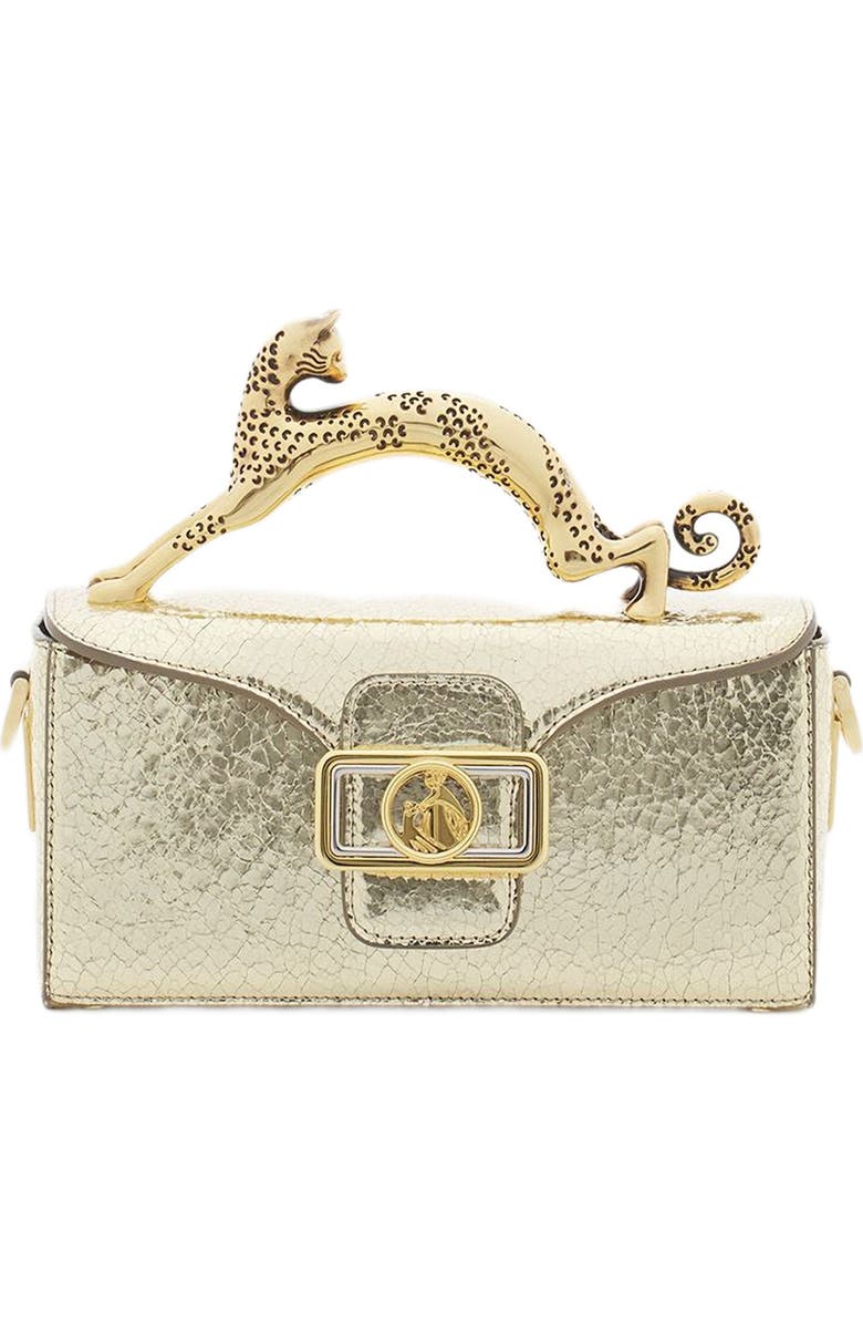 Lanvin Nano Pencil Cat Bag In Crackled Metallic Leather, Main, color,