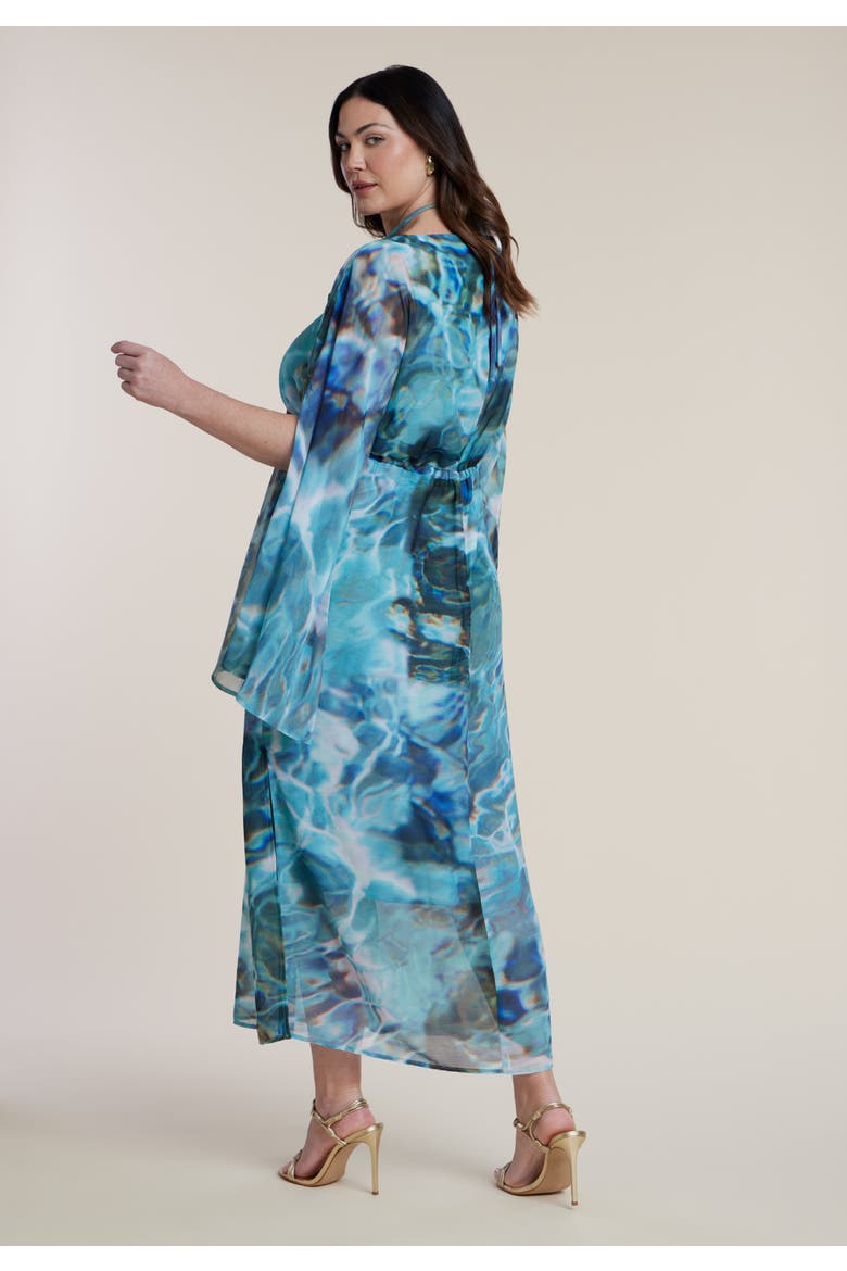 Shell Detail Wide Sleeve Kaftan, Alternate, color, AQUAMARINE