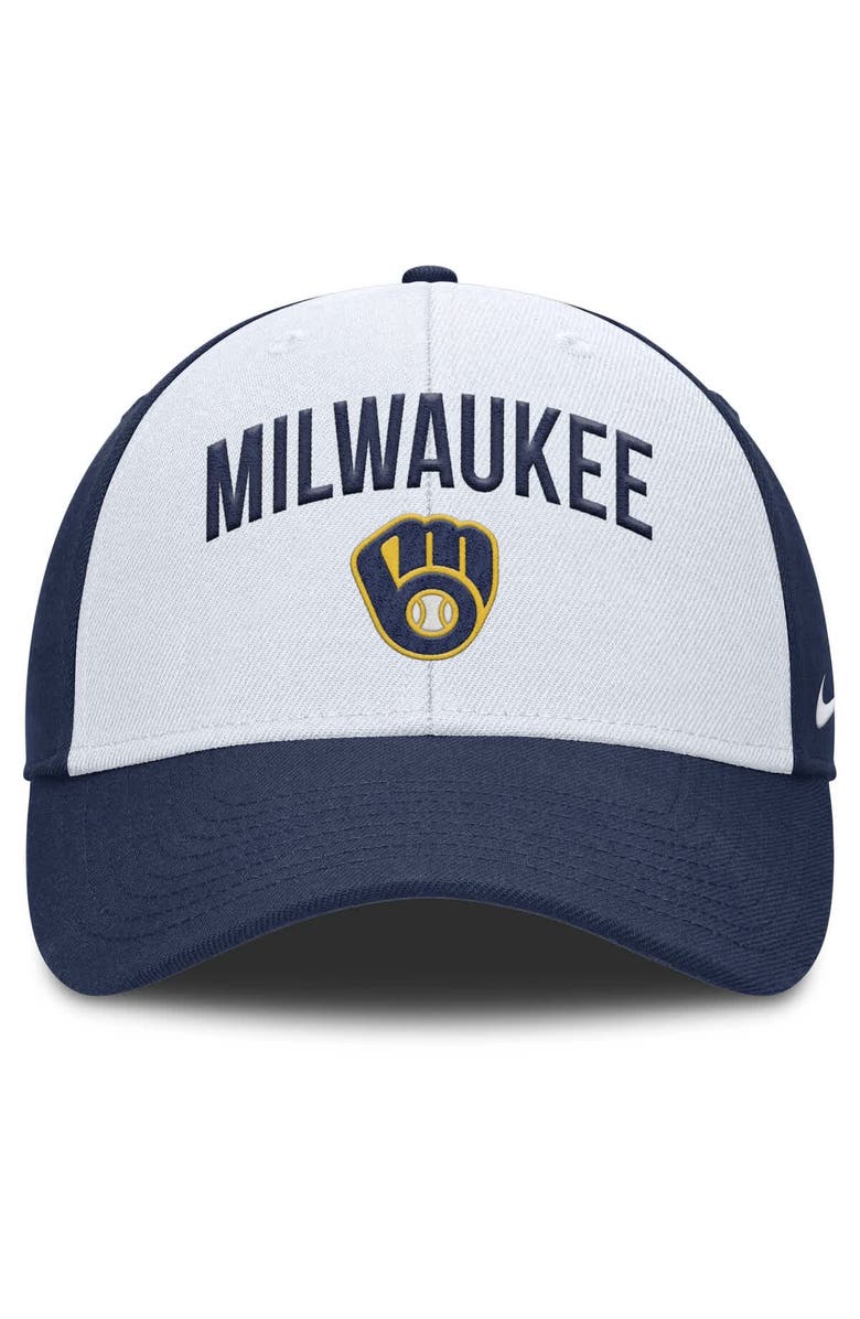Nike Men's Nike White/Navy Milwaukee Brewers Club Performance Adjustable Hat, Alternate, color, 