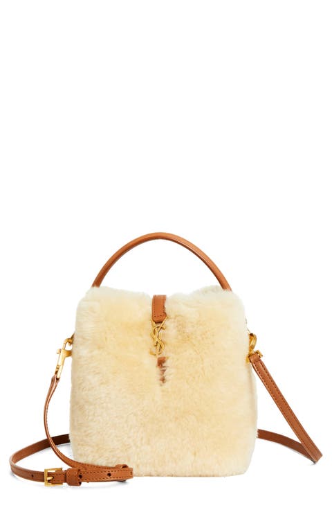 Mini Le 37 Genuine Shearling Bucket Bag