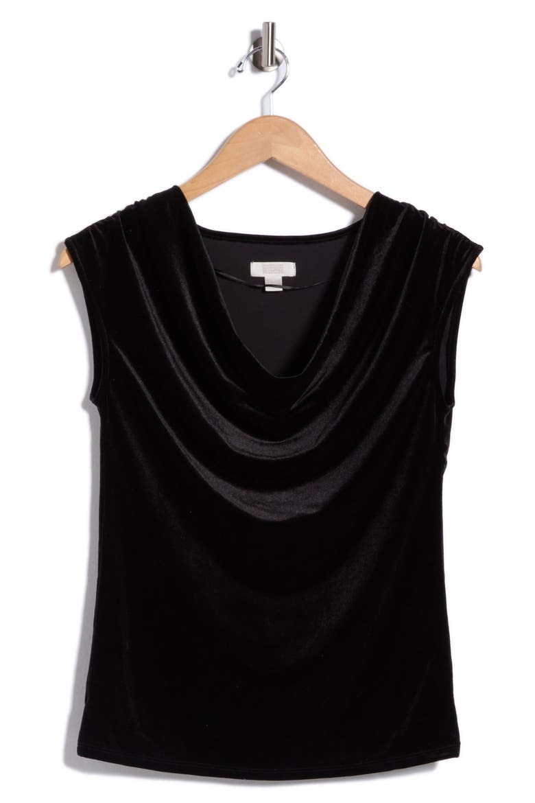 Velvet Cowl Neck Top, Alternate, color, BLACK