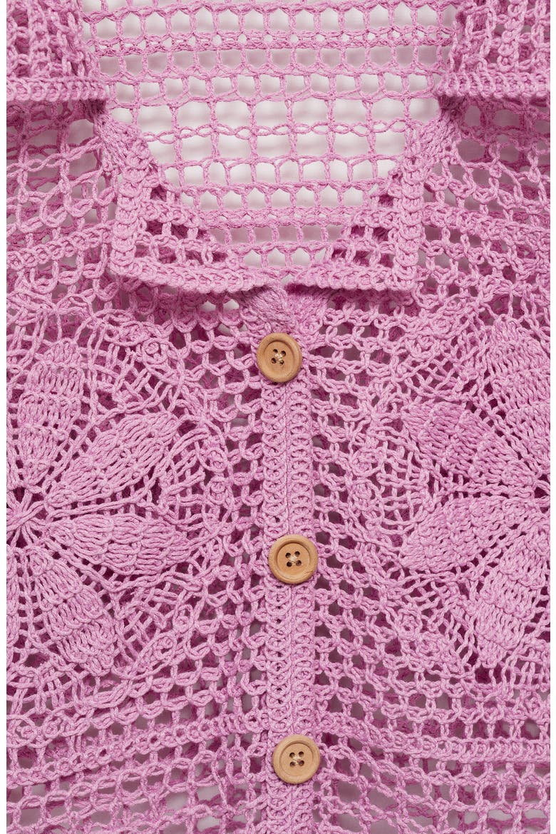 Nusa Crochet Stitch Short Sleeve Cardigan, Alternate, color, PURPLE
